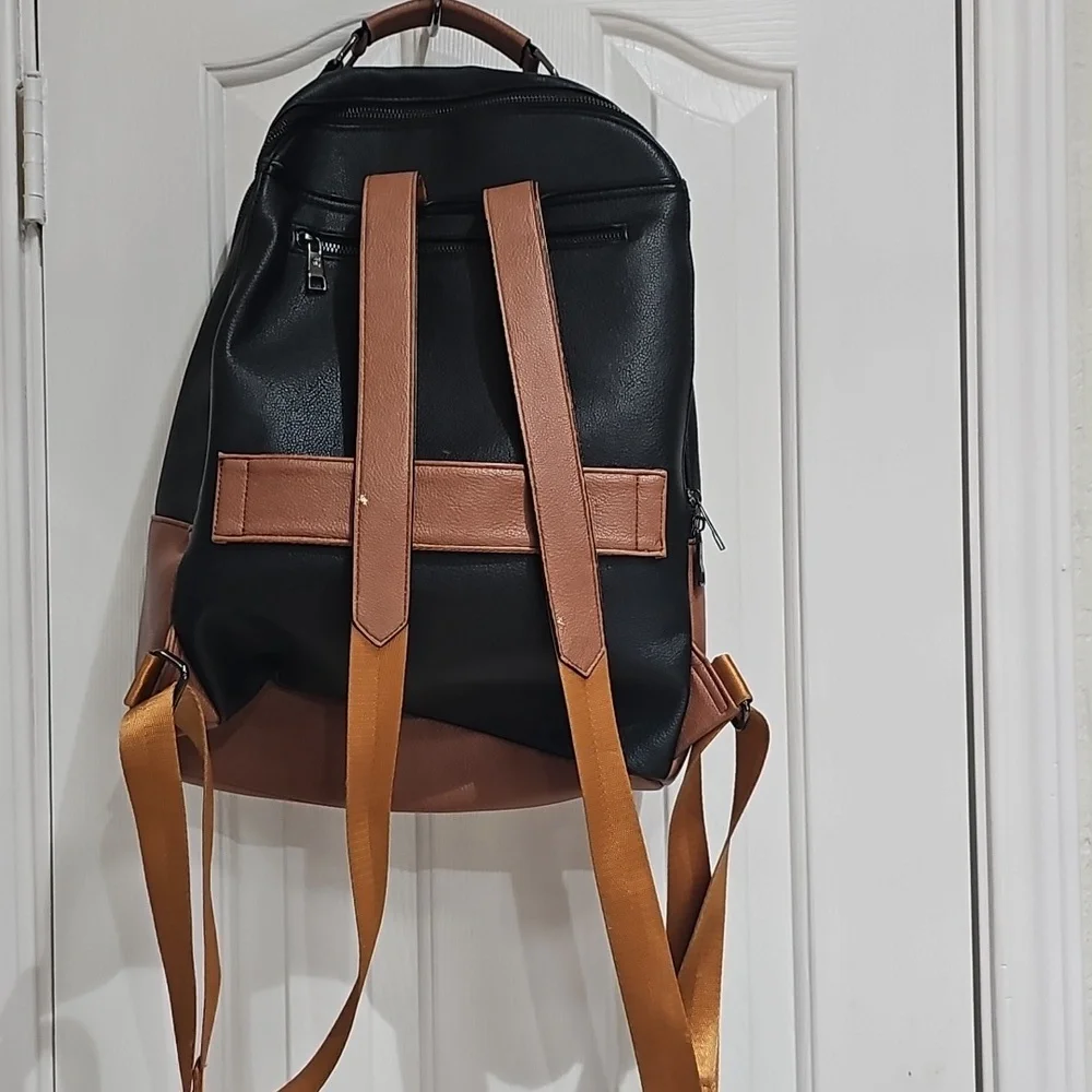 Two-Tone Black and Brown Backpack